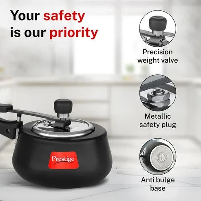 Prestige Nakshatra Svachh Cute HA Duo 2L Pressure Cooker | Hard Anodized Body with Deep Stainless Steel Anti-Spill Lid | Gas & Induction Friendly | Model 20259