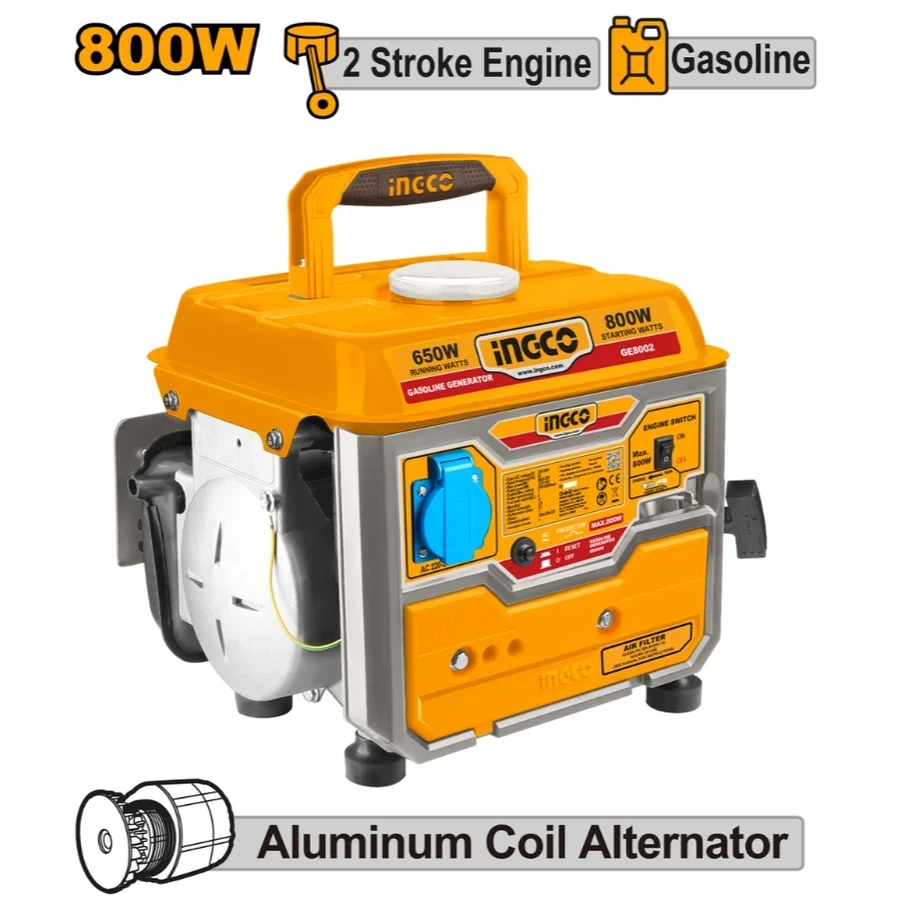 Portable Gasoline Generator | Compact 800W (63cc 2-Stroke) 4L Fuel Tank Lightweight Power Series | GE8002