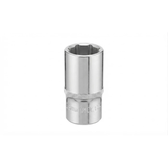 BAUM Professional 1/4" (6.3mm) Drive Chrome Vanadium SAE Hex Short Socket | Matt Double Chrome Plated Finish with Slotted Knurled Base | Model ART 411 Short Fractional Series