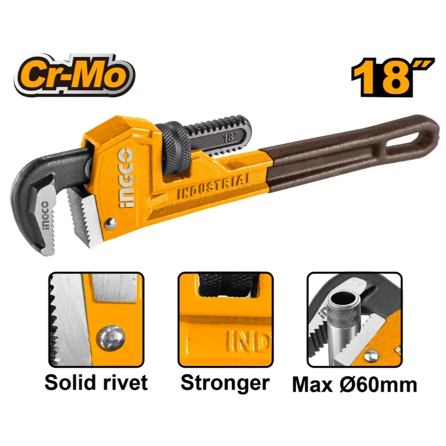 Heavy-Duty Pipe Wrench | HPW0818 | 18" (450mm) | Ductile Cast Iron