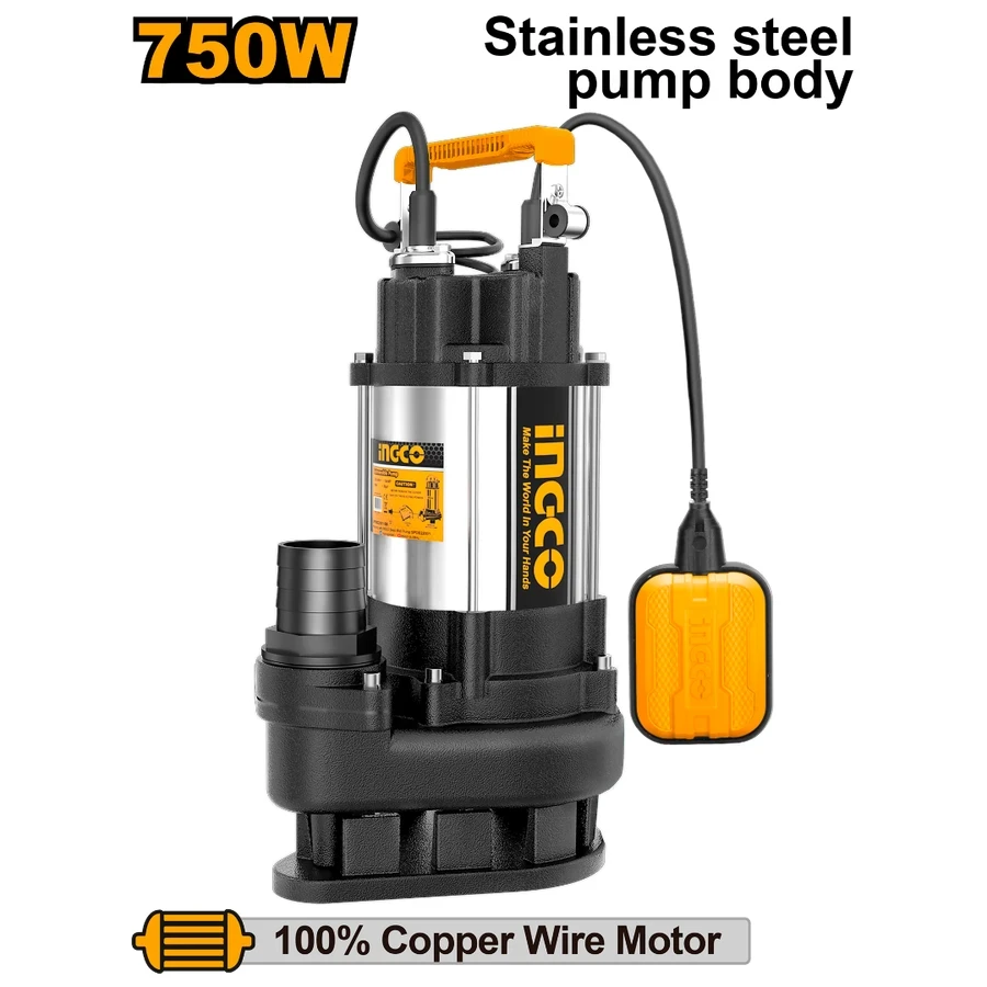 INGCO 1.0HP Industrial Sewage Submersible Pump | Stainless Steel | SPDS7508