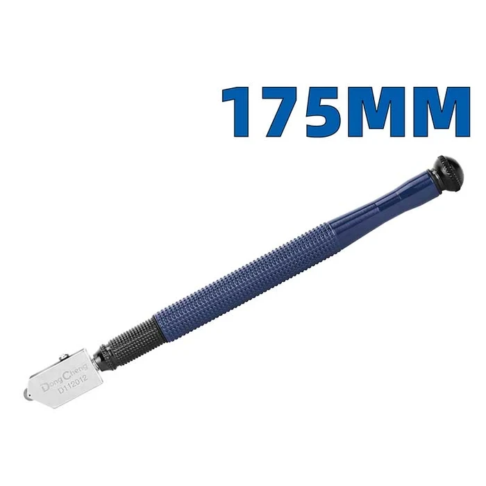 Dongcheng 175mm Heavy Duty Iron Body Glass Cutter (2–12mm) | 8000m Carbide Wheel Oil-Feed Glaziers Scoring Tool with Oil Suction Pipe | DG Series