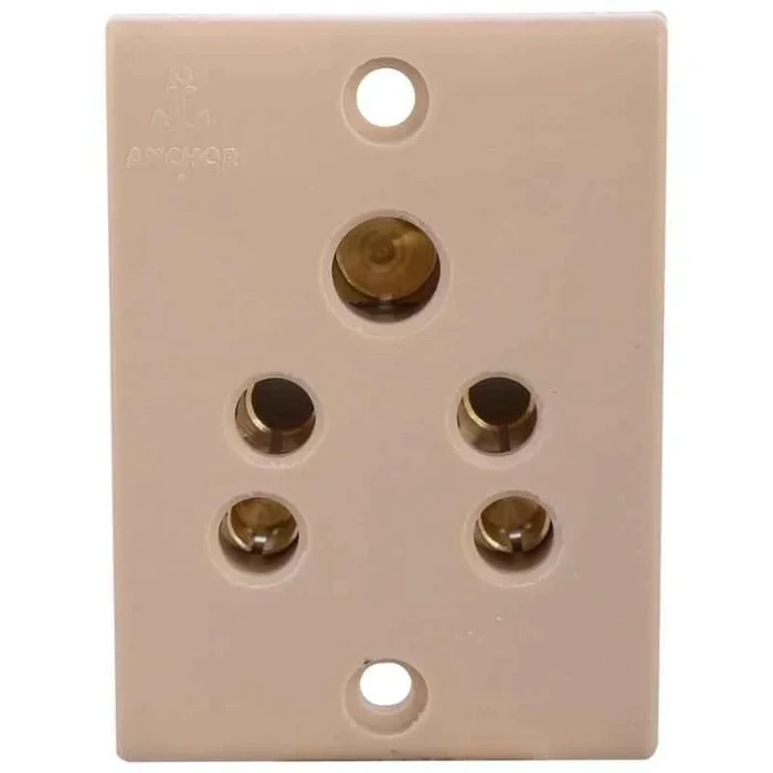 Anchor Penta 6A 2-in-1 (5-Pin) Electrical Wall Socket 240V | Multi-Plug Flush In-Wall Power Outlet in White (38364) & Ivory (50279)