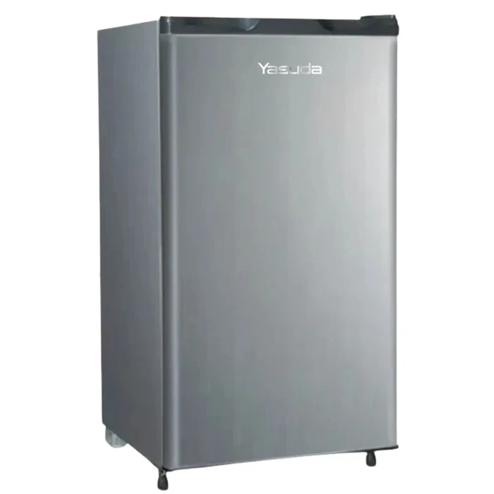 Yasuda 110L Single Door Compact Refrigerator | A++ Energy Saving R600a Low Noise Eco-Cooling | Toughened Glass Shelves Anti-Bacterial Gasket Plain PCM Silver Fridge | YSDS110SW