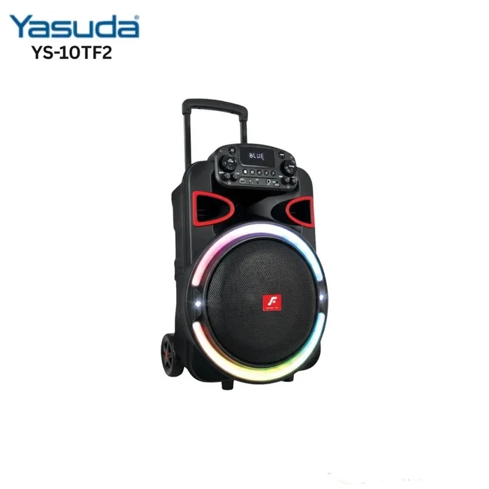 Yasuda 15" Bluetooth Trolley Speaker | 2400 PMPO High Performance Sound Output | 7.4AH Lithium Battery Colorful LED Party Lights Portable Speaker | YS-15TF