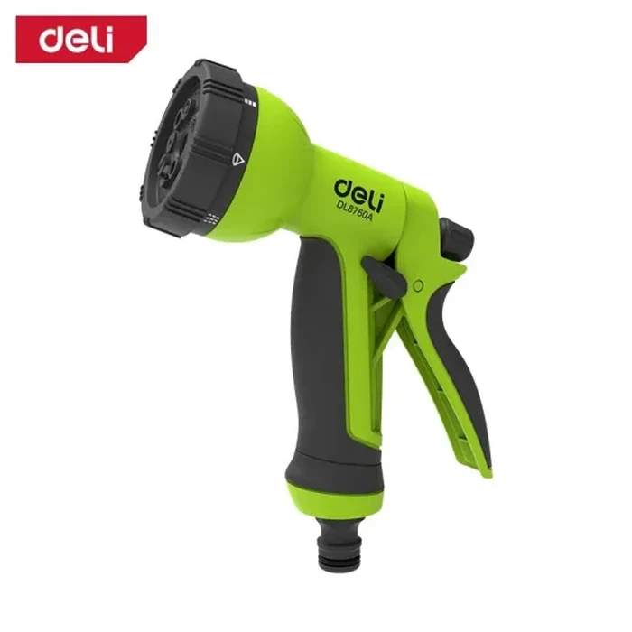 Deli Professional 3/4" Multi-Pattern Garden Water Spray Gun | Heavy-Duty Zinc-Alloy Core & ABS Hose Nozzle with 8 Adjustable Spray Functions & Ergonomic Quick-Connect Handle | EDL8760A