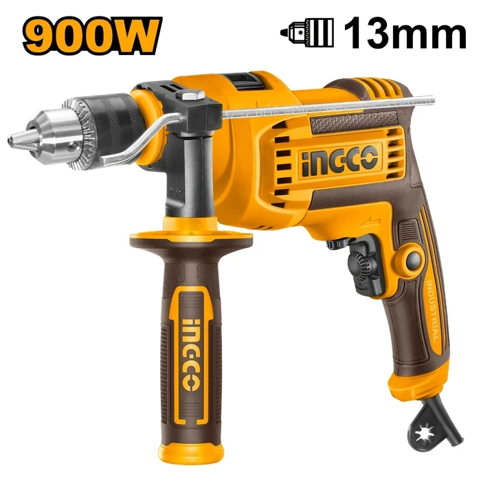 INGCO 900W 13mm Cordless-Style High-Torque Impact Drill | 0-2800RPM Variable Speed Corded Hammer Drill with Forward/Reverse Mode & Extra Carbon Brushes | ID9008