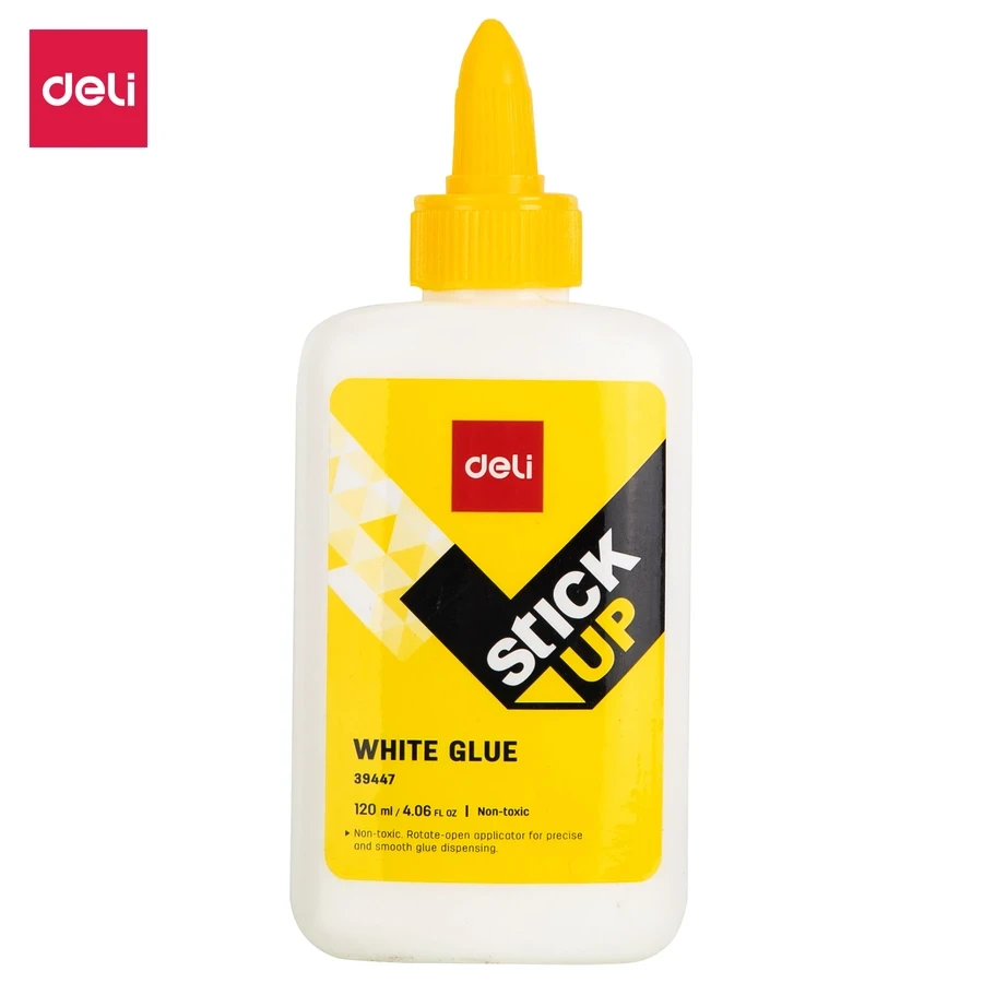 Deli 120mL Jumbo Washable White Glue (12-Piece Pack) | Non-Toxic Strong Liquid Adhesive with Twist-Lock Precision Applicator | E39447