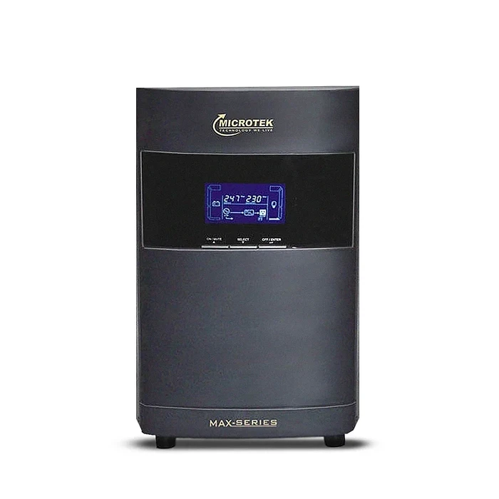 Microtek Max+ 3KVA/2700W True Online Double-Conversion UPS (72V EB Model) | High-End IGBT & Micro-Controller Technology | Zero Transfer Time Pure Sine Wave Inverter with Dual LCD/LED Panel