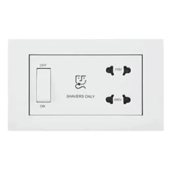 Anchor Penta Modular 4-Module (4M) 20A Shaver Socket with Plate 240V | High-Capacity In-Wall Bathroom Vanity Grooming Outlet | 65707 (White) & 65707B (Black)