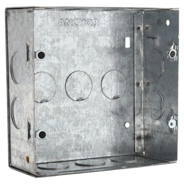Anchor 8-Module (8M) Rectangular Concealed Galvanised Metal Box 132x135x56 mm | 120 GSM Anti-Rust GI In-Wall Switchboard Flush Enclosure | 21474