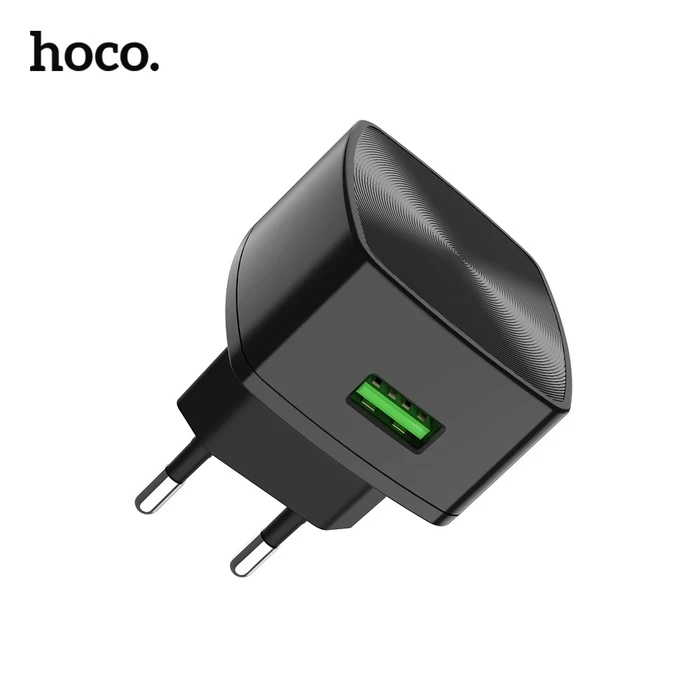 Hoco Cutting Edge Wall Charger | QC3.0 18W Power Logic | Single USB Interface | Black C70A