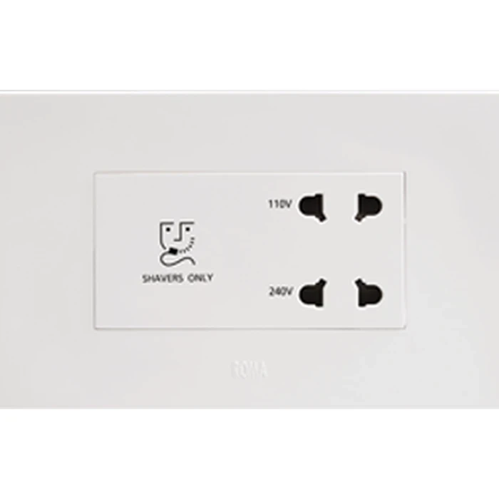 Anchor Roma 66714 Shaver Socket | 20VA Isolated Transformer Logic | 4-Module Square Plate | Hospitality Series | Flame Retardant Shield