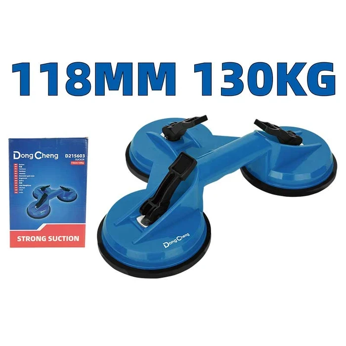 Dongcheng DG 118mm Triple-Jaw Vacuum Suction Cup Lifter | 130kg Vertical Load Capacity with Three Natural Rubber Pads & High-Impact ABS Handle | DG Series