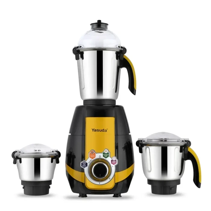 Yasuda Prime 750W Mixer Grinder | Durable Stainless Steel Body | 3 Jars with Flow Breakers Anti-Rust Blades Unbreakable Transparent Lids | YS-3850U