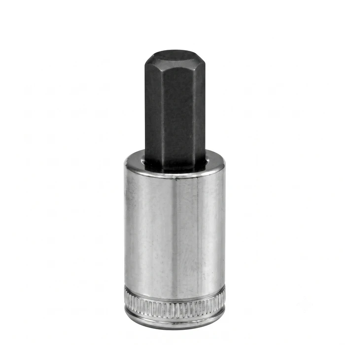 BAUM Heavy-Duty 1/2" (12.7mm) Drive Chrome Vanadium Hex Bit Socket | Matt Double Chrome Plated Finish with Slotted Knurled Base | Model ART 404 (Sizes 4mm to 19mm)