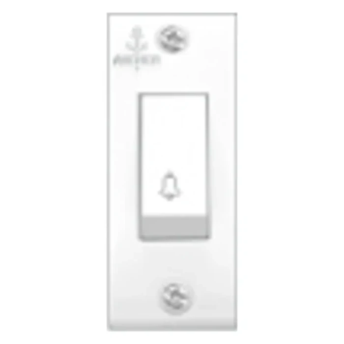 Anchor Penta Urea Piano 6A 1-Way Bell Push Switch 240V | ISI-Certified Flame-Retardant Thermoset Urea Door Chime Trigger (White) | 38091