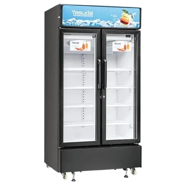 Yasuda 1000L Commercial Showcase Chiller | A++ Energy Saving Tropical Compressor Super-Fast Cooling | 12 Pcs Wired Shelves Digital Temperature Display LED Lock & Key Glass Door Refrigerator | YS-SC100