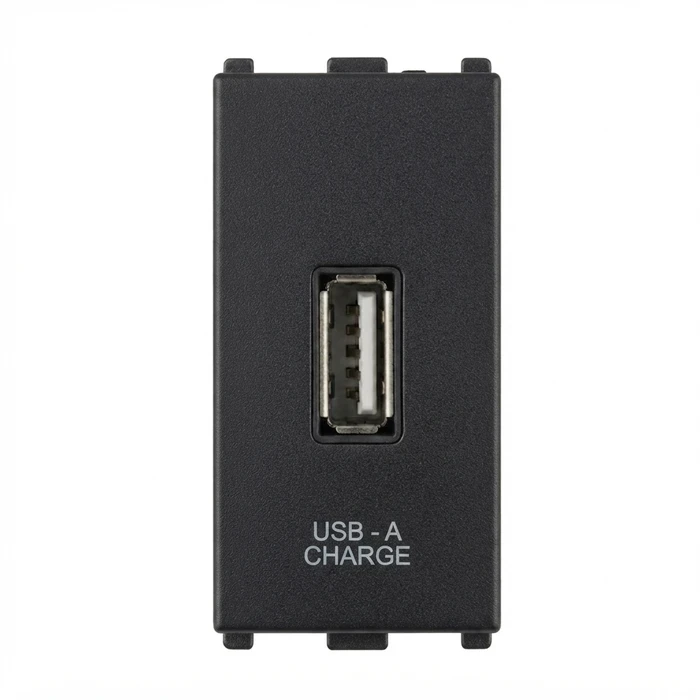 Anchor Roma Urban 1-Module (1M) 18W USB Type-A Fast Charger | In-Wall High-Speed Modular DC Charging Socket | 66718GB (Graphite Black)