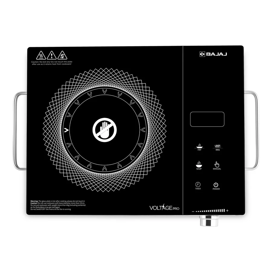 Bajaj Infrared Cooktop | Universal Utensil Compatibility, 3 Presets & 11 Power Levels with Digital Display & Insect Protection | 740311 IRX 220F