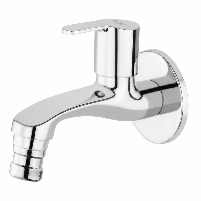 Toyo Long Body Washing Machine Nozzle Bib Cock with Wall Flange & Operating Handle | Heavy-Duty Laundry Water Faucet | SA-52292-WM