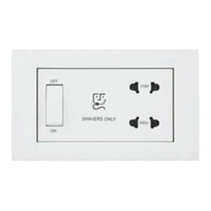 Anchor Penta Modular 4-Module (4M) 20A Shaver Socket with GINA Plate 240V | Premium Slimline Bathroom Vanity Grooming Outlet | 65707-C (White) & 65707B-C (Black)