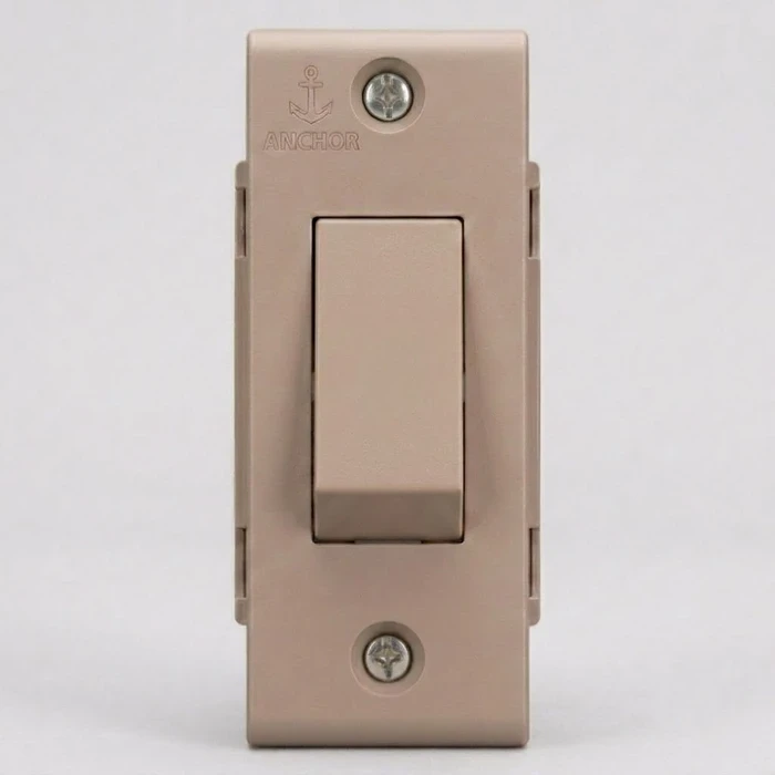 Anchor Penta Urea Piano 6A 1-Way Electrical Wall Switch 240V | ISI-Certified Flame-Retardant Thermoset Lighting Switch (Ivory) | 50053