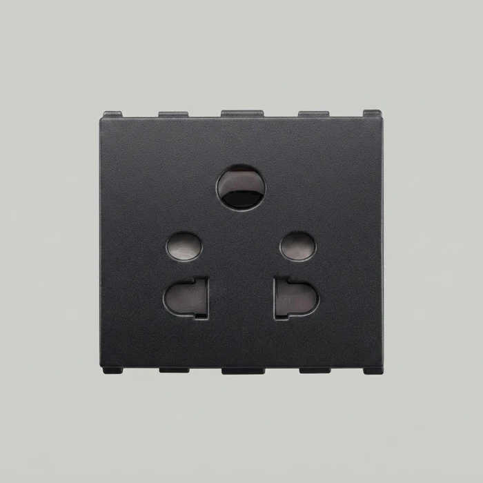 Anchor Roma Urban 2-Module (2M) 10A Universal Multi Socket 240V | V0-Grade Flame-Retardant Modular Travel Wall Outlet | 66403GB (Graphite Black) & 66403S (Silver)