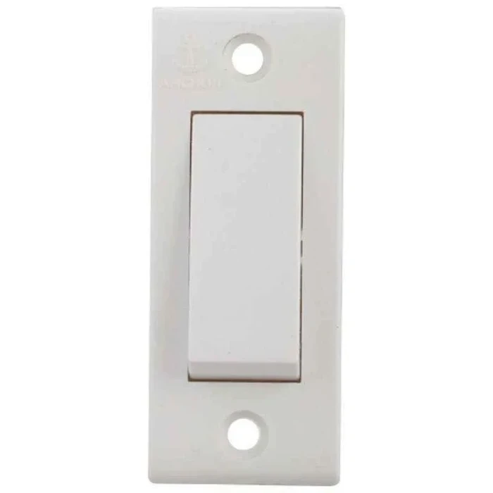 Anchor Penta PC Deluxe 6A 1-Way Electrical Switch 240V | Spark-Shield & Finger-Proof Polycarbonate Wall Light Switch (White) | 14111
