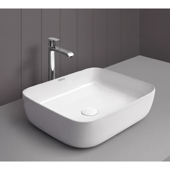 Toyo White Counter Top Basin 19.7" x 15.15" | Luxury Rectangular Table Top Wash Basin | Premium Vitreous China Ceramic Bathroom Vanity Sink | 500x385x140mm | TOYO-24111