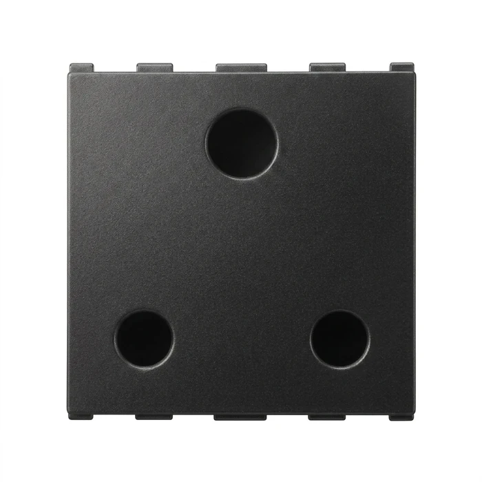 Panasonic Europa 16A 240V 3-Pin Shuttered Modular Power Socket (ISI Marked) | Heavy-Duty 2-Module AC & Geyser Outlet in Designer Graphite Black | WIPM123214GB