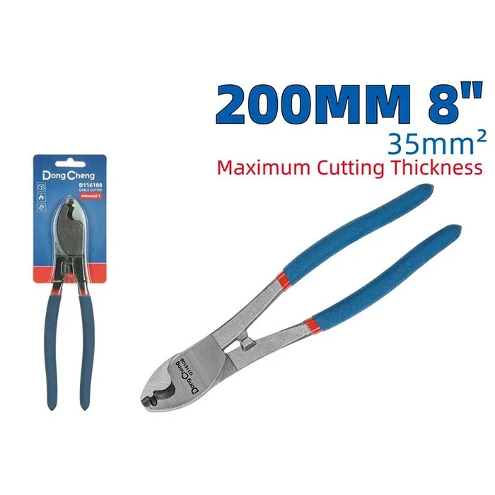 Dongcheng 8" Heavy Duty Manual Cable Cutter 200mm | Forged 55# Carbon Steel Multi-Strand Wire & Cable Shear (35mm² Cutting Capacity) | DG Series