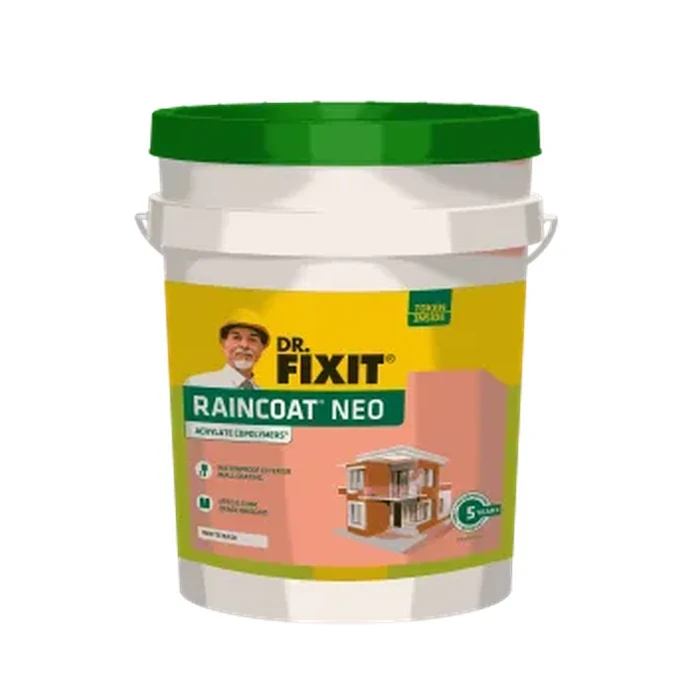 Dr. Fixit Raincoat Neo Yellow Base Exterior Waterproofing | 100% Elastomeric & UV Stable Logic | 0.75mm Crack Bridging | 3.8L / 19L