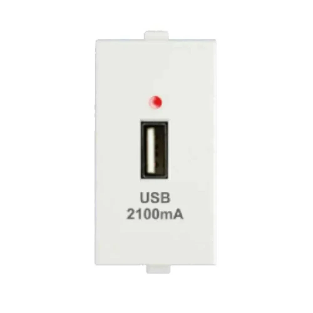Anchor Penta Modular 1-Module (1M) 2.1A (2100mA) 5V DC USB-A Charger | CRS Certified In-Wall Fast Mobile Device Charging Socket | 65611 (White) & 65611B (Black)