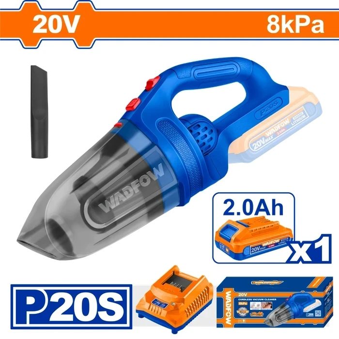 Wadfow 20V Cordless Handheld Vacuum Cleaner | Portable Hand Vac with ≥8kPa Suction, 0.45L Dust Capacity, Crevice Nozzle, 2.0Ah Battery Pack & Charger Included | WLV20201