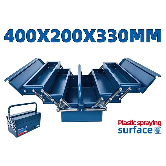 Dongcheng 16" Heavy Duty 3-Layer Cantilever Steel Tool Box (400x200x330mm) | Industrial 0.6–0.8mm Gauge Steel Multi-Tier Portable Metal Tool Chest | DG Series