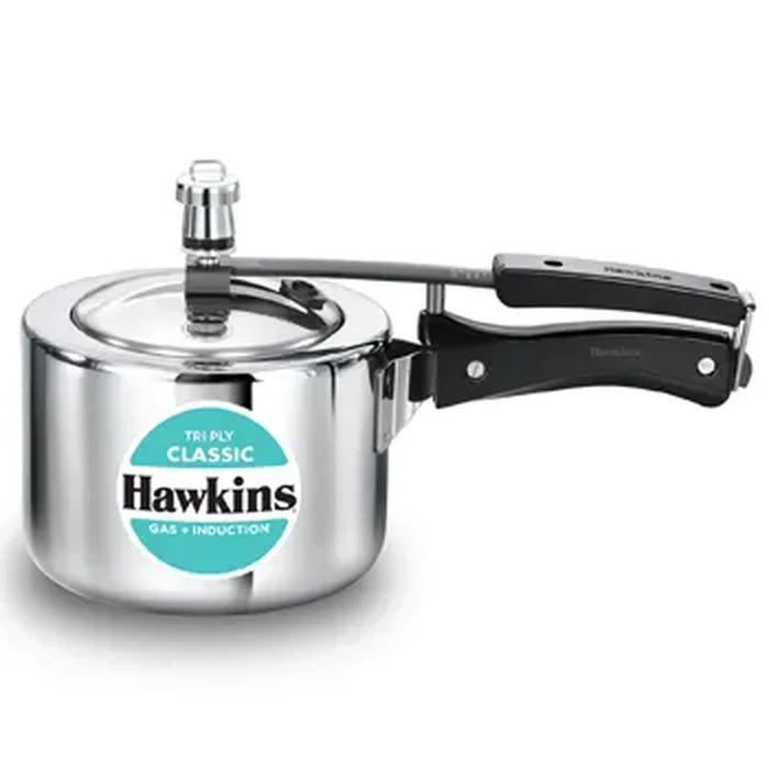 Hawkins Classic 2L Tri-Ply Stainless Steel Pressure Cooker | Extra-Thick 3mm Uniform Heating Body | Induction & Gas Compatible | Model SSTCL20