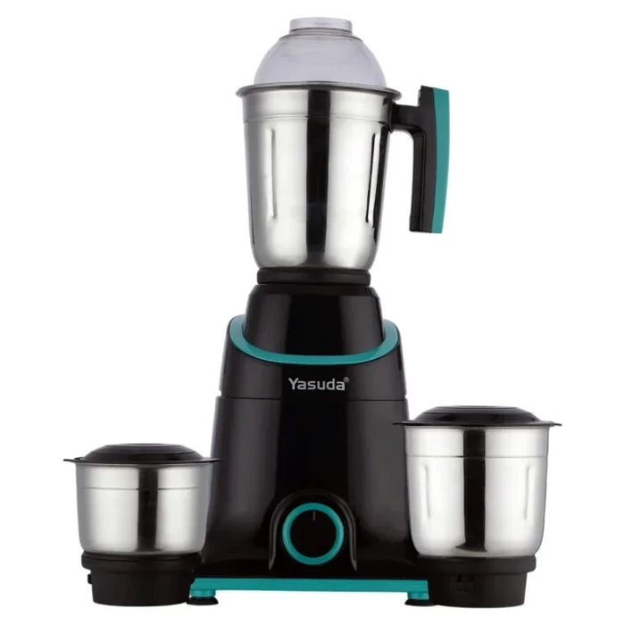 Yasuda Blentra 650W Mixer Grinder | 3 Jar Design Architecture with 2 PC Jars Included | Black & Blue High-Efficiency Heavy-Duty Motor Countertop Blender | YS-3650U