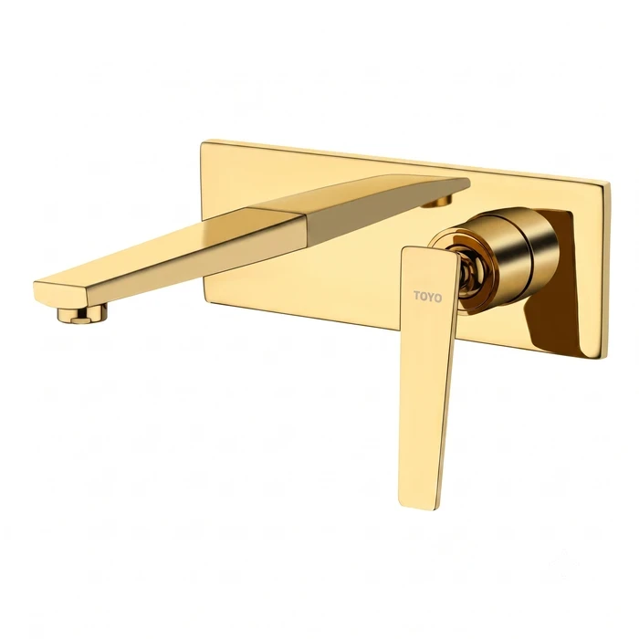 Toyo Golden Single Lever Exposed Part Trim Kit for Wall-Mounted Basin Mixer with Long Spout & Extra-Long Brass Handle | AQ-57173