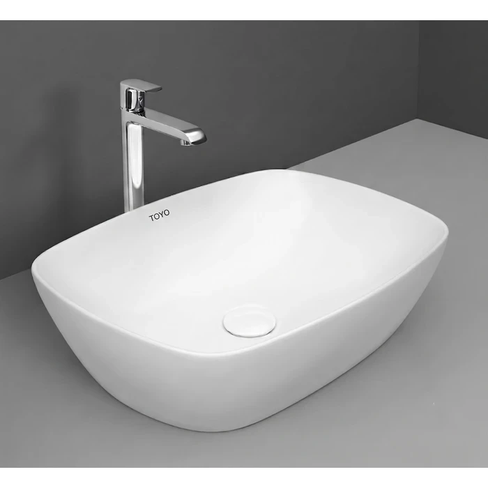 Toyo White Counter Top Basin 21" x 15.75" | Luxury Rectangular Table Top Wash Basin | Premium Vitreous China Ceramic Bathroom Vanity Sink | 535x400x160mm | TOYO-24106