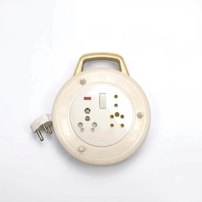 Anchor Dyna Flexicord 4M 3-Pin Heavy-Duty Retractable Extension Cord Reel | 16A 250V ISI-Certified with Switch & Indicator (Ivory) | 3381