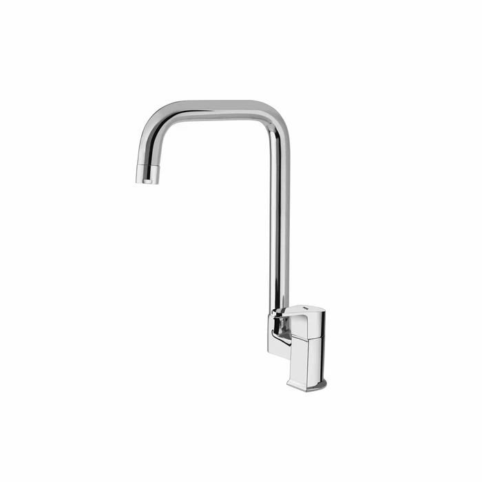 TOYO-EM-51224 Premium Table Mounted Swan Neck Basin Faucet | Solid Brass High-Arch Tap with Long Extended Swinging Spout and Ergonomic Brass Side Handle Control