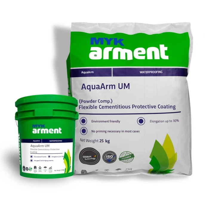 AquaArm UM 2-Component Flexible Elastomeric Cement Slurry Waterproof Coating | Crack-Bridging 5 Bar Impermeable Membrane for Basements, Tanks, Pools & Balconies | AquaArm Series