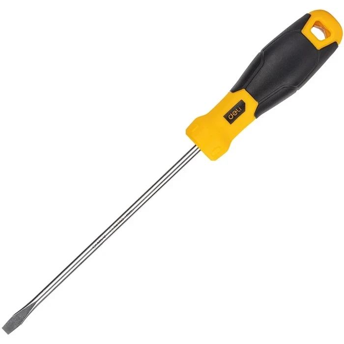 Deli Professional SL5 Slotted Flat Head Screwdriver | Extended 5mm x 150mm Chrome Vanadium Steel Shaft & Ergonomic Anti-Slip PP Handle Grip | EDL6251501E