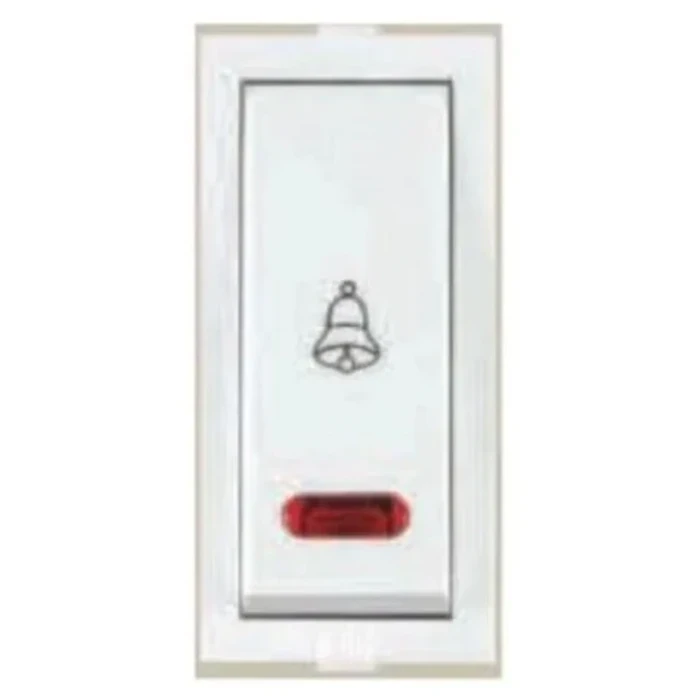 Anchor Roma 66133 Bell Push Switch with Indicator | 10A 240V | 1-Module Modular Logic | Flame Retardant Polycarbonate Shield