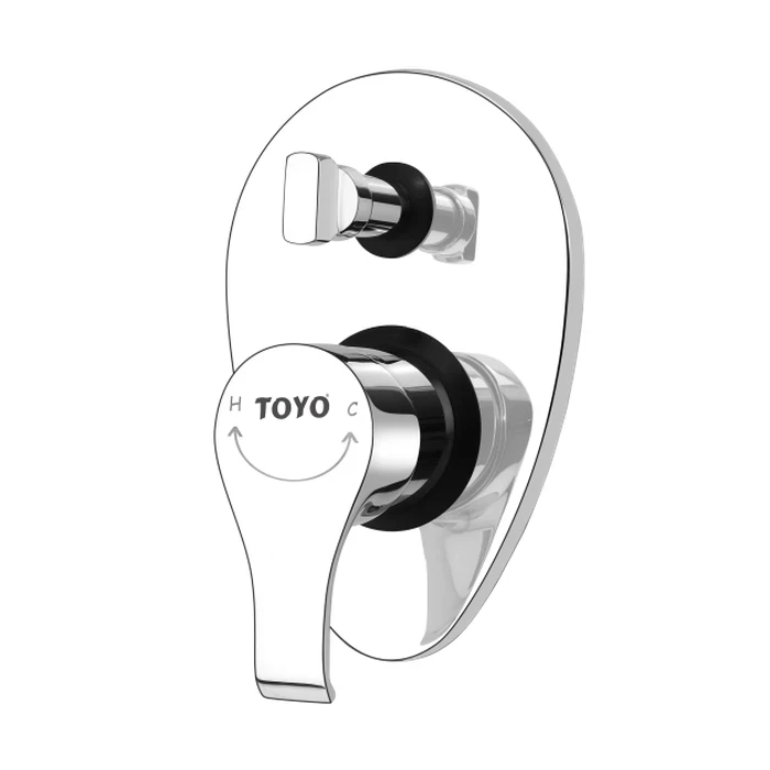 TOYO-AL-51512 Alex Series Diverter Upper Part | Premium Solid Brass Concealed Shower Trim Kit with High-Grade Mirror Chrome Finish