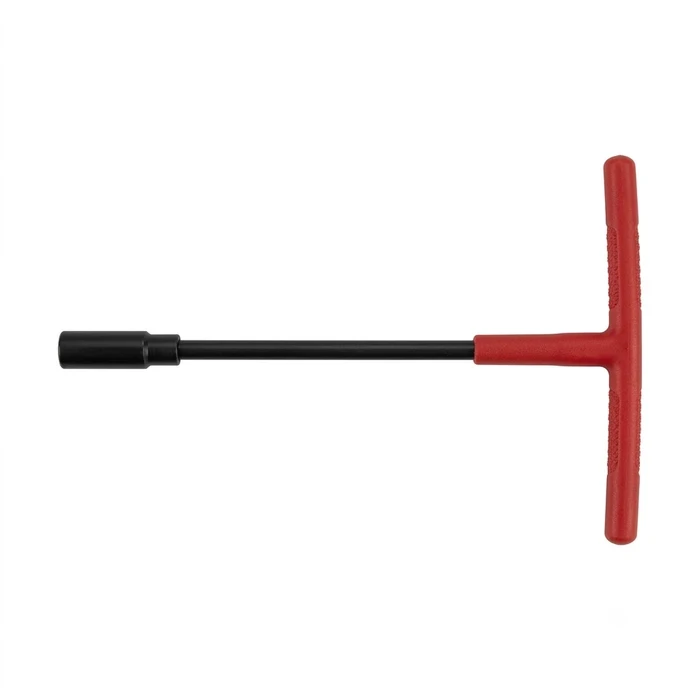 BAUM Heavy-Duty Chrome Vanadium T-Handle Socket Wrench | Powder Coated High-Torque Shaft with Red Comfort Sleeve | Model ART 205B (Sizes 6mm to 19mm)