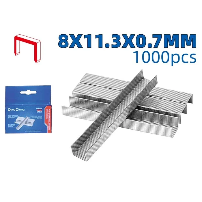 Dongcheng 8x11.3x0.7mm Heavy Duty Staple Pins (1000 Pcs/Box) | High-Tensile Steel Chisel Point Tacker Staples for D093500 & Upholstery Woodworking | DG Series