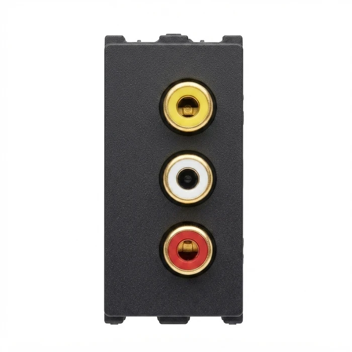 Anchor Roma Urban 1-Module (1M) Audio Video (AV) Socket | In-Wall Flush Mount RCA Composite Multimedia Pass-Through Port | 66712GB (Graphite Black)