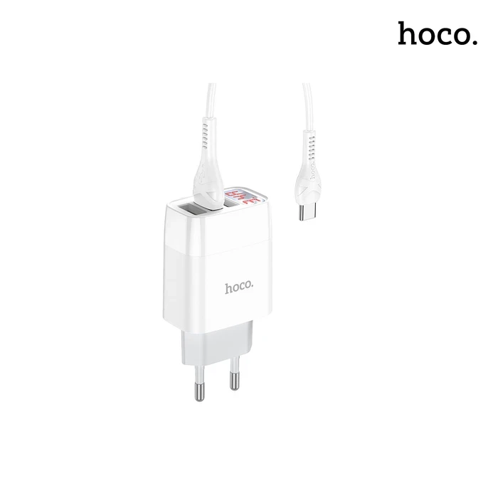 HOCO Easy Charge 3-Port Charger Set | 3.4A Digital Display Matrix | Flame-Retardant EU Logic | C93A